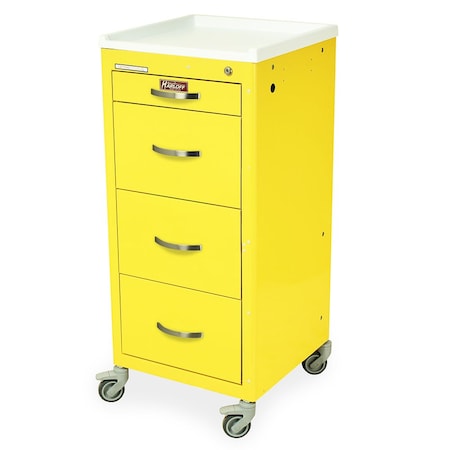 Harloff Quick Ship Tall Isolation Cart, Mini Width, Four Drawers, Key Lock M3DS1830K04Q